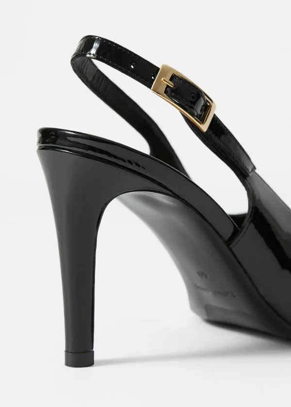 and Other Stories Patent Leather Slingback Pumps Black Women Pumps