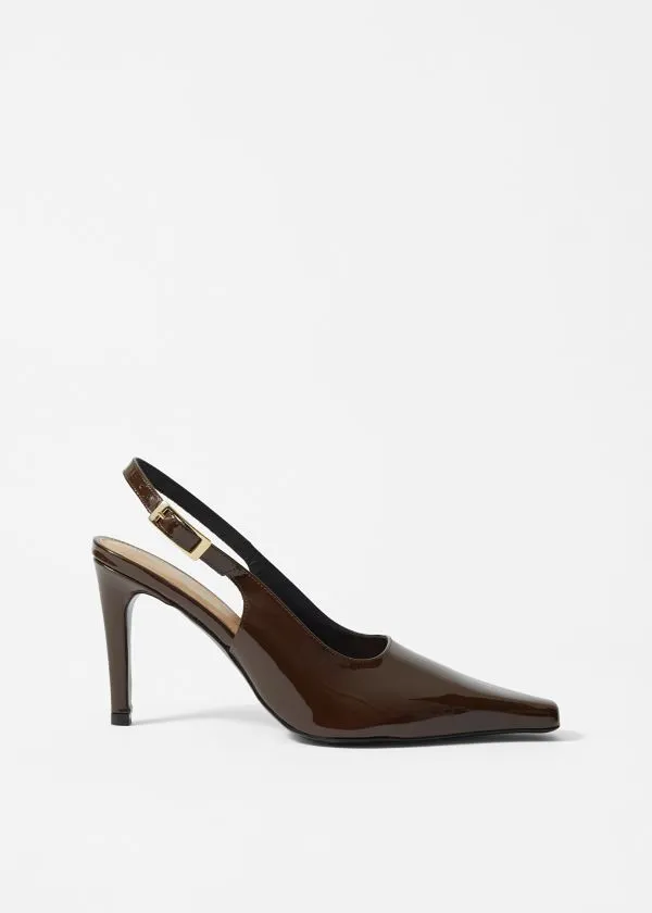 and Other Stories Patent Leather Slingback Pumps Brown Women Pumps