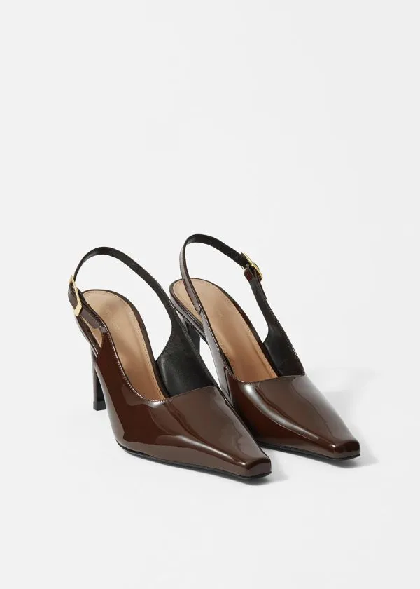 and Other Stories Patent Leather Slingback Pumps Brown Women Pumps
