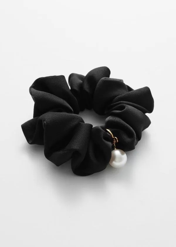 and Other Stories Pearl Embellished Scrunchie Black Women Hair Accessories