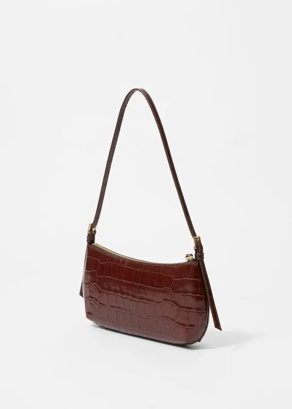 and Other Stories Petit Leather Shoulder Bag Brown Croco Women Shoulder Bags