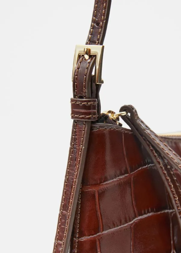 and Other Stories Petit Leather Shoulder Bag Brown Croco Women Shoulder Bags