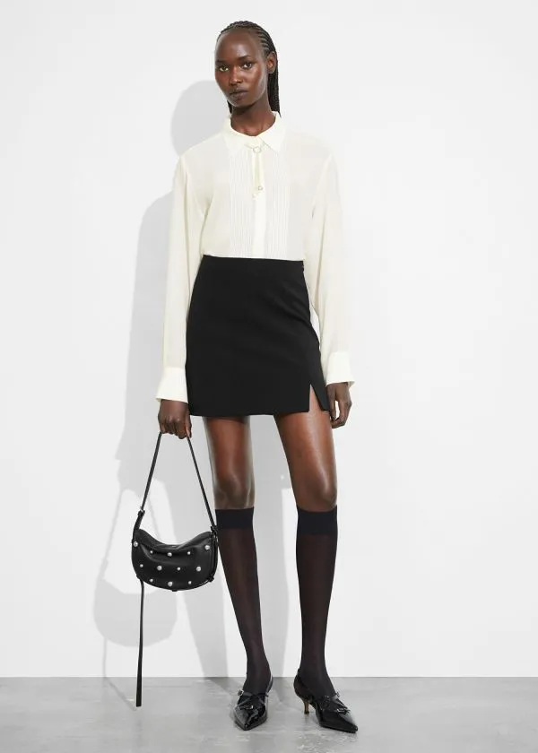 and Other Stories PintuckDetailed Silk Shirt White Women Blouses and Shirts