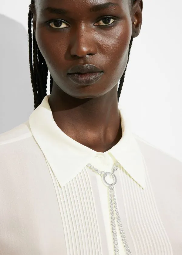 and Other Stories PintuckDetailed Silk Shirt White Women Blouses and Shirts