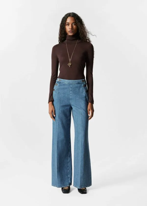 and Other Stories Pleated Flared Jeans Blue Women Jeans