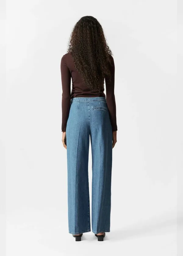 and Other Stories Pleated Flared Jeans Blue Women Jeans