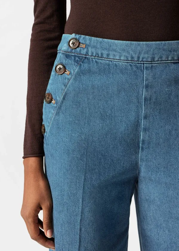 and Other Stories Pleated Flared Jeans Blue Women Jeans