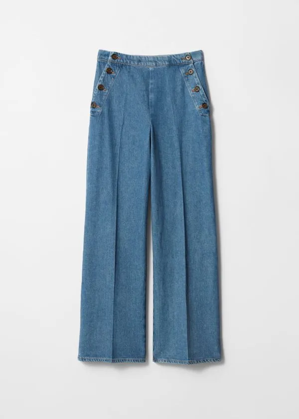 and Other Stories Pleated Flared Jeans Blue Women Jeans