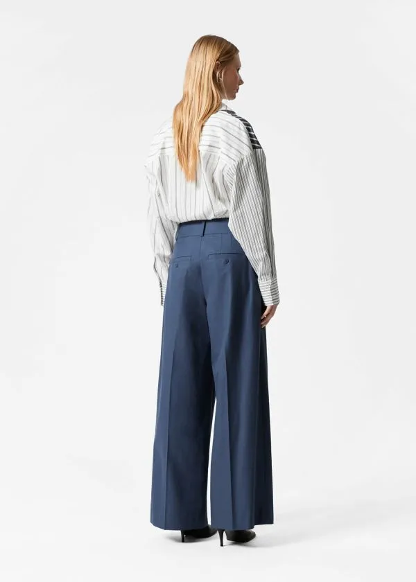and Other Stories Pleated Wool Trousers Dark Blue Women Trousers