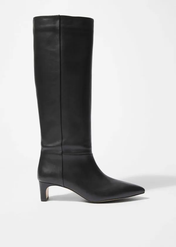and Other Stories PointedToe KneeHigh Boots Black Nappa Women Boots