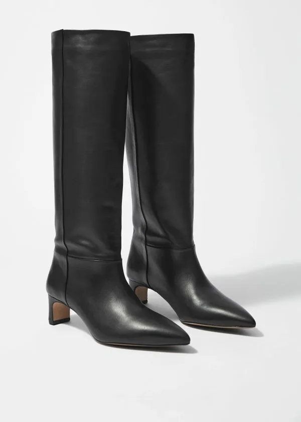 and Other Stories PointedToe KneeHigh Boots Black Nappa Women Boots