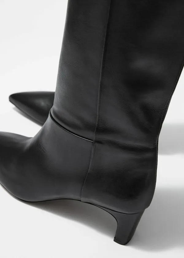 and Other Stories PointedToe KneeHigh Boots Black Nappa Women Boots