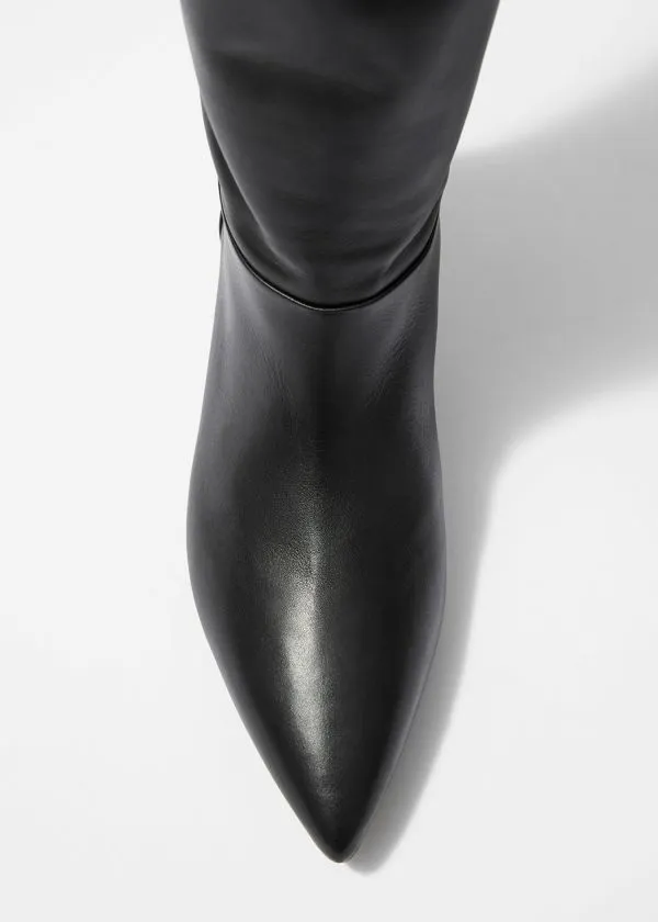 and Other Stories PointedToe KneeHigh Boots Black Nappa Women Boots