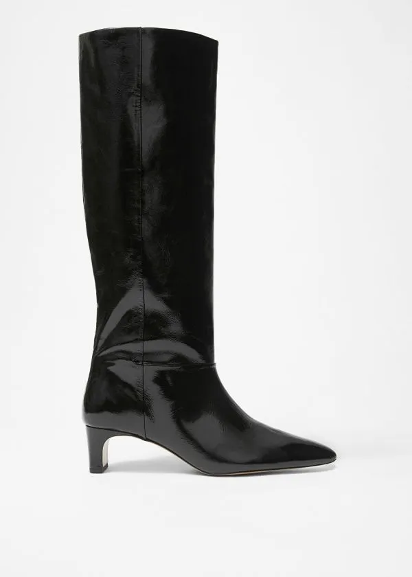 and Other Stories PointedToe KneeHigh Boots Black Patent Leather Women Boots