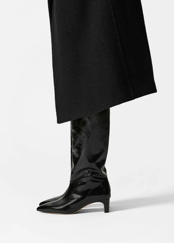 and Other Stories PointedToe KneeHigh Boots Black Patent Leather Women Boots