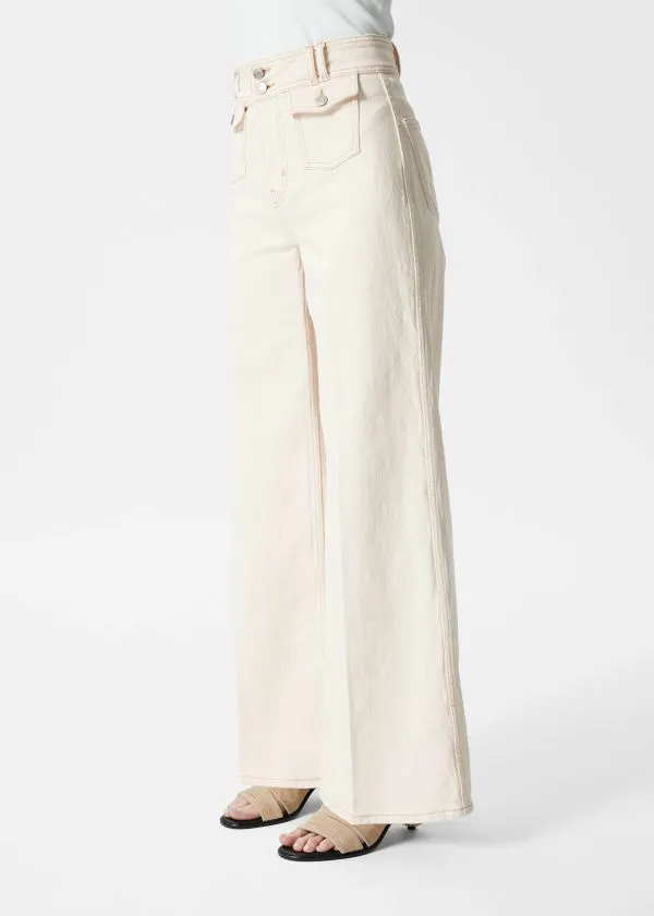 and Other Stories PressCrease Flared Jeans Cream Women Jeans