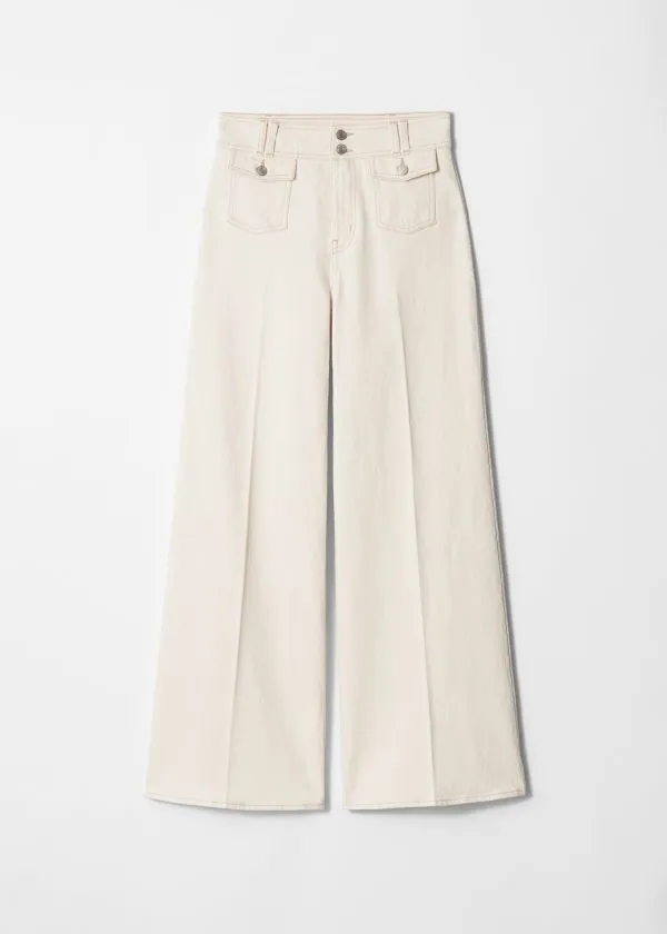 and Other Stories PressCrease Flared Jeans Cream Women Jeans