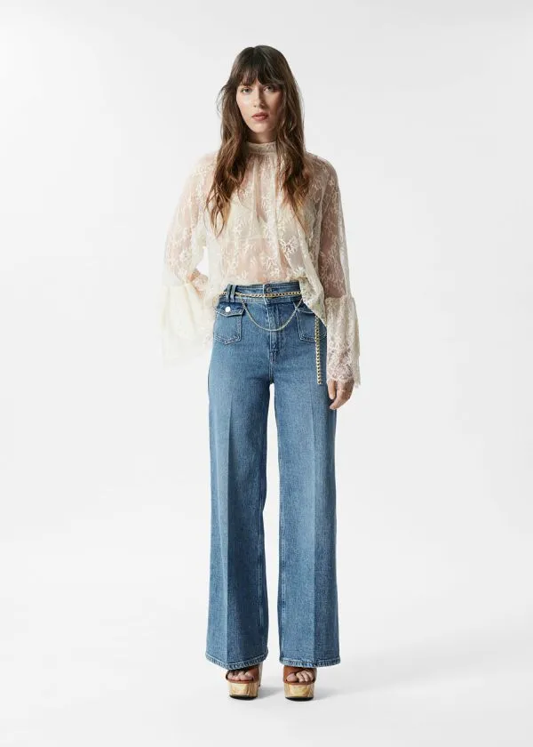 and Other Stories PressCrease Flared Jeans Washed Light Blue Women Jeans