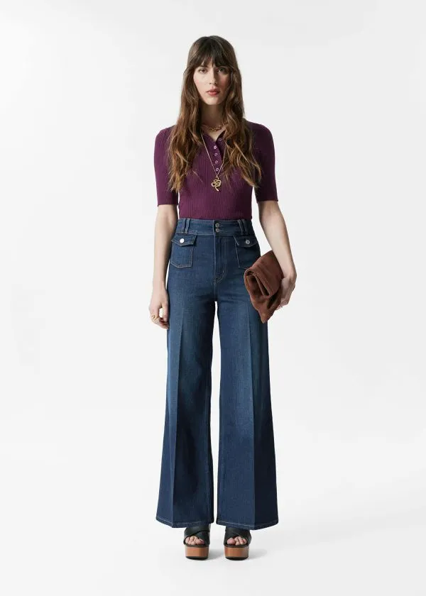 and Other Stories PressCrease Flared Jeans Washed Mid Blue Women Jeans