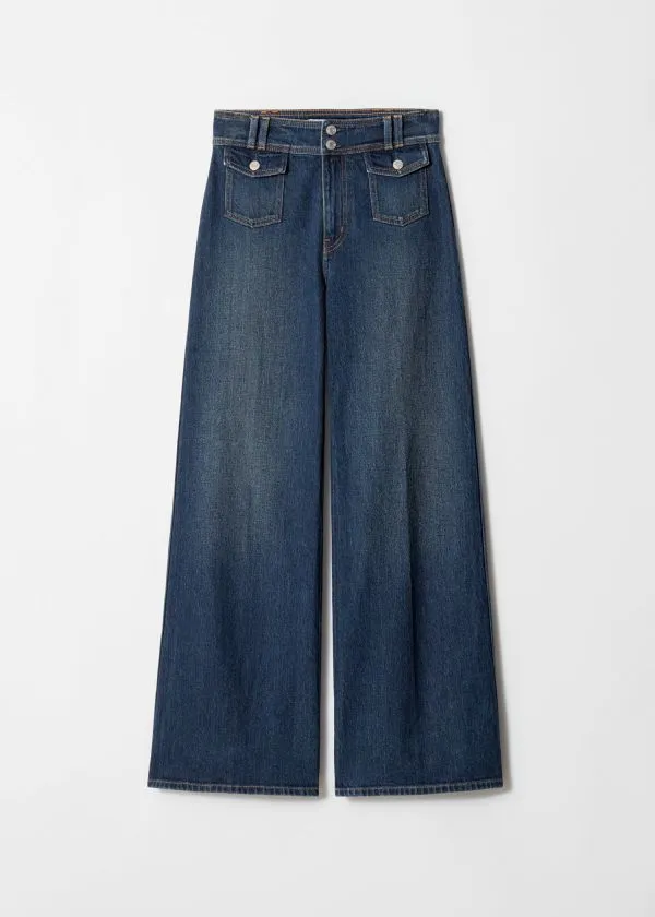 and Other Stories PressCrease Flared Jeans Washed Mid Blue Women Jeans