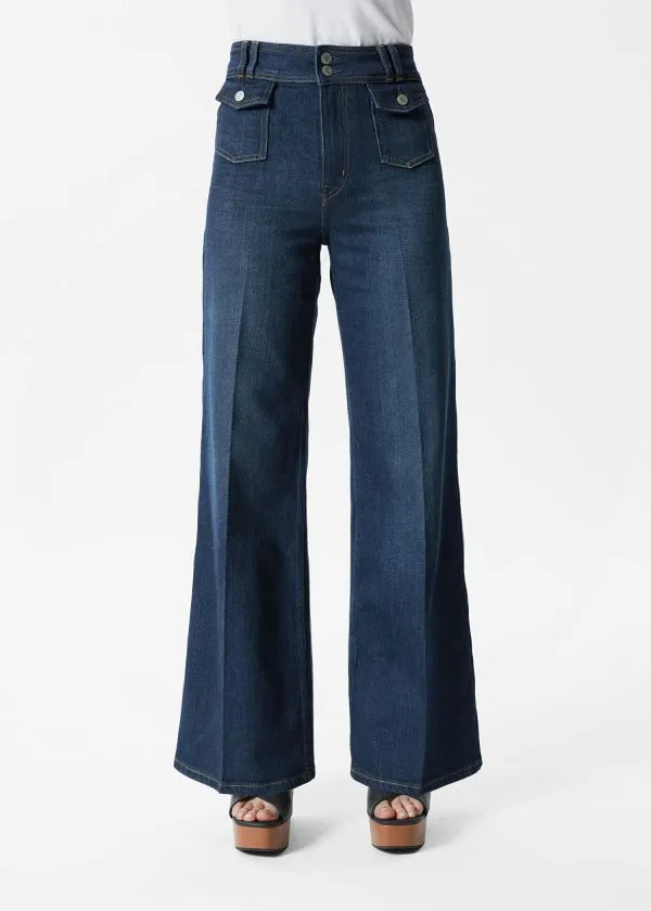and Other Stories PressCrease Flared Jeans Washed Mid Blue Women Jeans