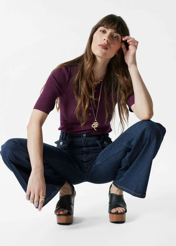 and Other Stories PressCrease Flared Jeans Washed Mid Blue Women Jeans