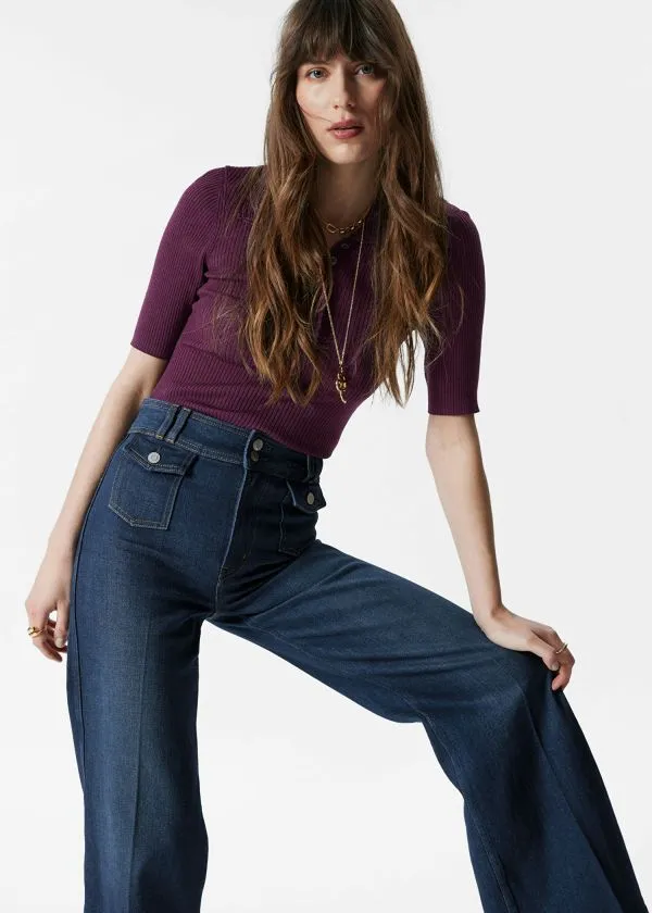 and Other Stories PressCrease Flared Jeans Washed Mid Blue Women Jeans