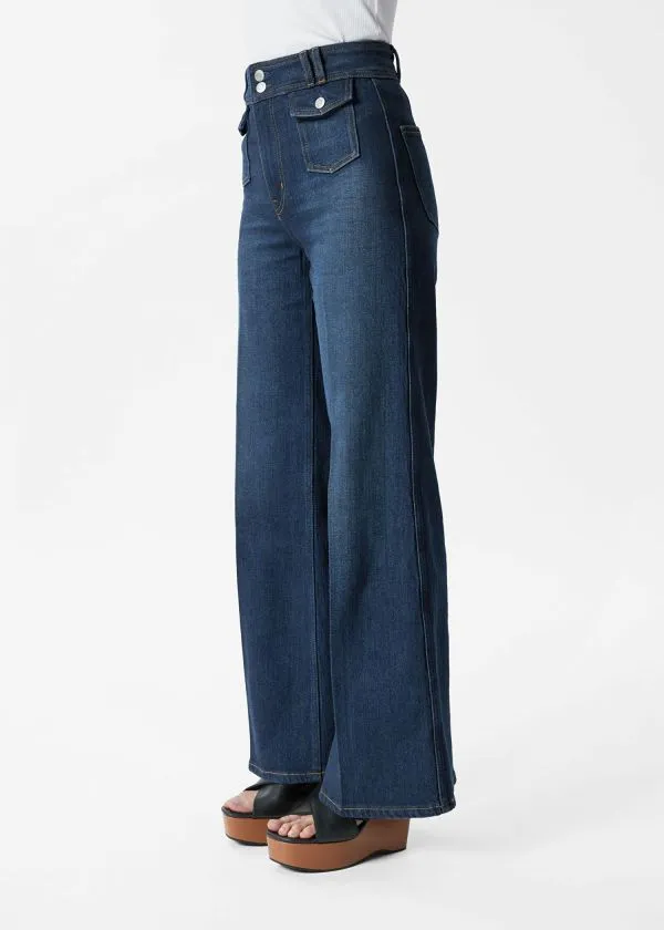 and Other Stories PressCrease Flared Jeans Washed Mid Blue Women Jeans