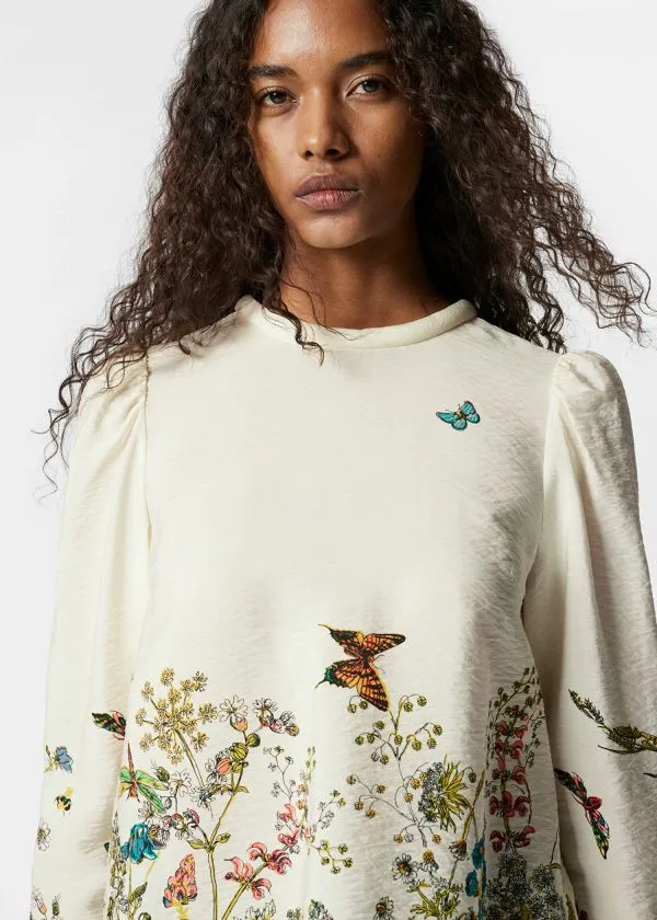 and Other Stories Printed Blouse Yellow Floral Print Women Blouses and Shirts