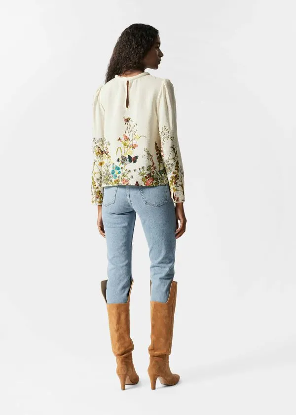 and Other Stories Printed Blouse Yellow Floral Print Women Blouses and Shirts