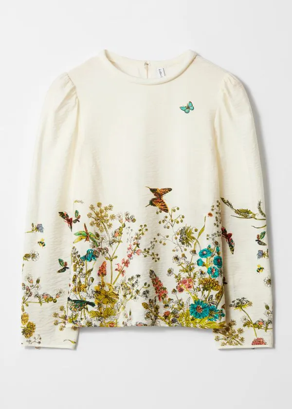 and Other Stories Printed Blouse Yellow Floral Print Women Blouses and Shirts