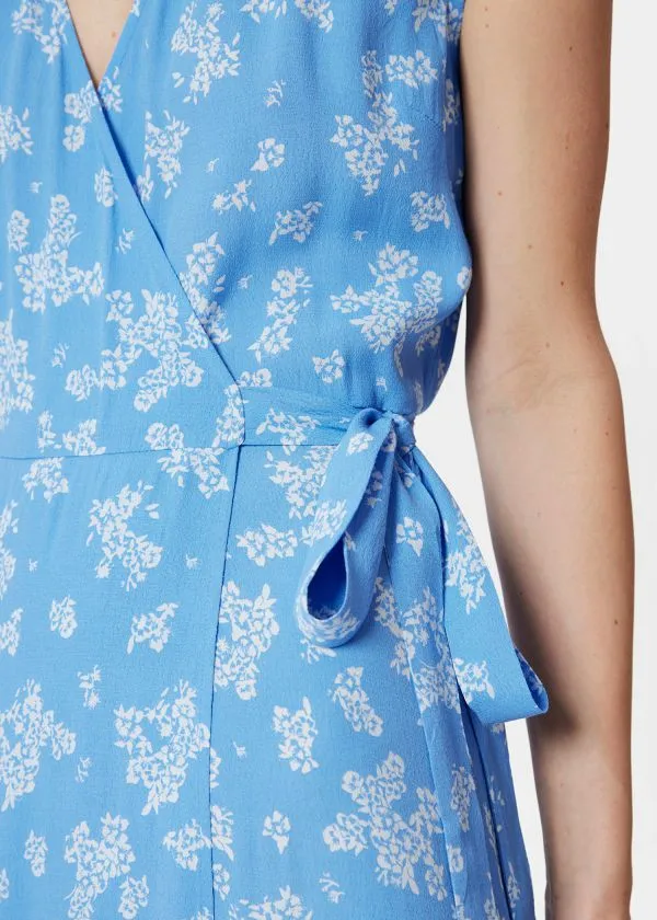 and Other Stories Printed Midi Wrap Dress Blue Print Women Dresses