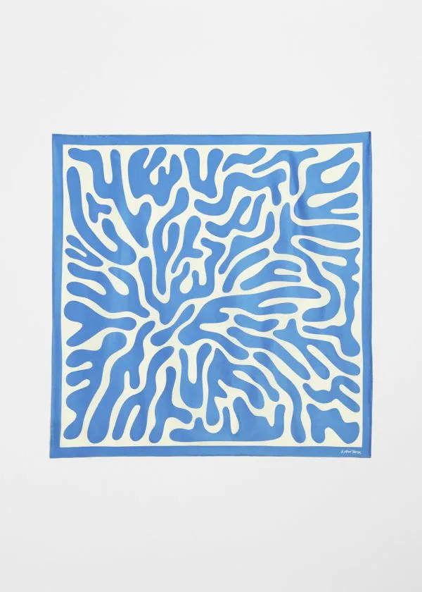 and Other Stories Printed Square Scarf Blue Women Scarves