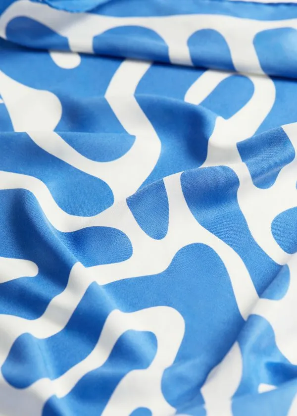 and Other Stories Printed Square Scarf Blue Women Scarves and Other Stories Printed Square Scarf Blue Women Scarves