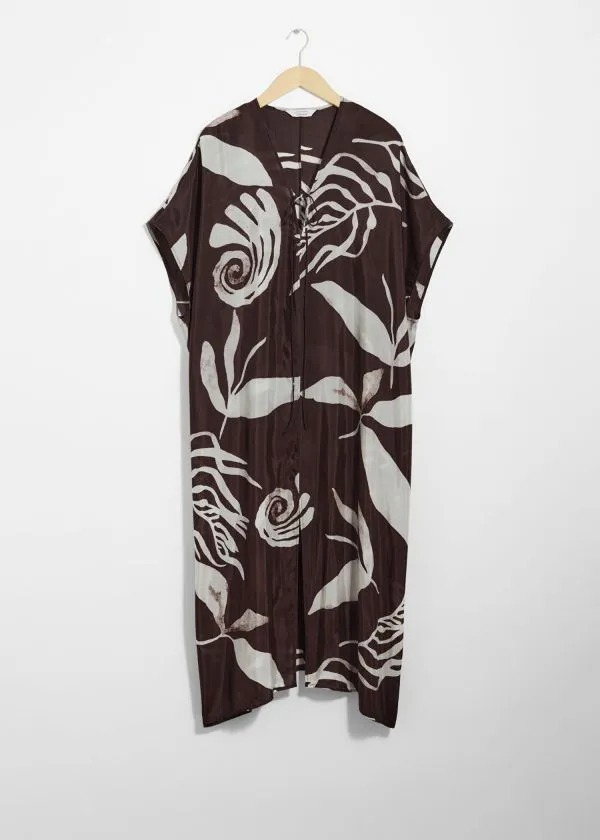 and Other Stories Printed ThrowOn Midi Dress Brown Print Women Dresses