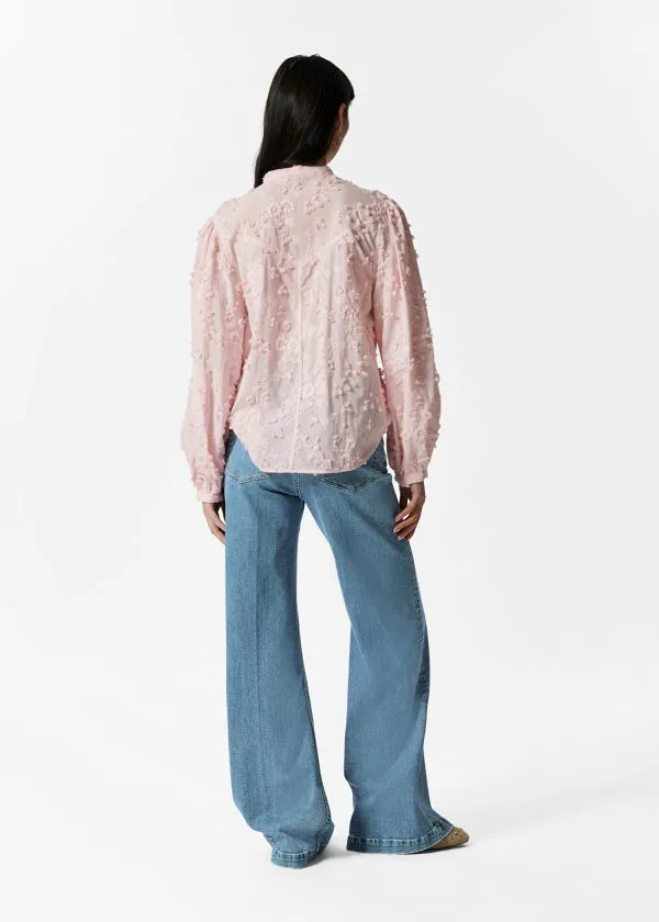 and Other Stories PuffSleeve Blouse Pink Floralappliqu Women Blouses and Shirts