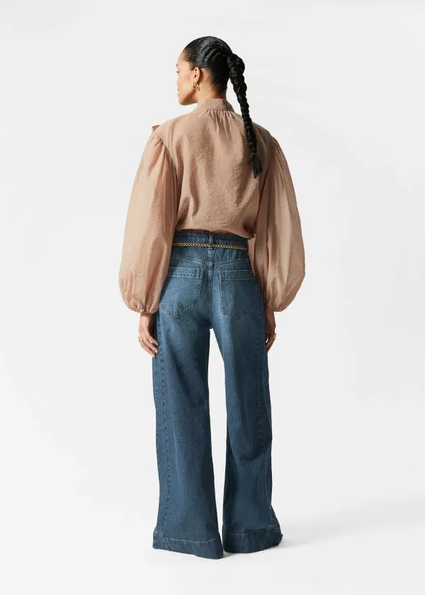and Other Stories PuffSleeve BowDetail Blouse Beige Women Blouses and Shirts