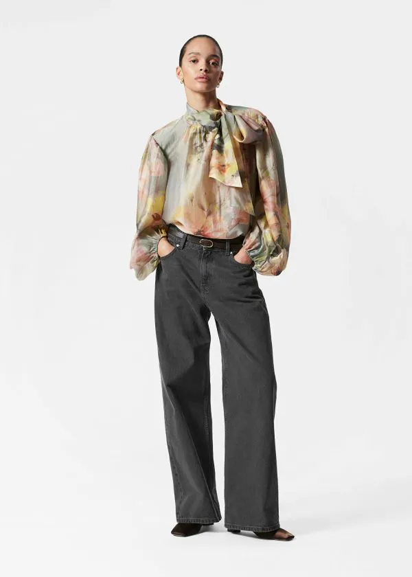 and Other Stories PuffSleeve BowDetail Blouse Tan Women Blouses and Shirts