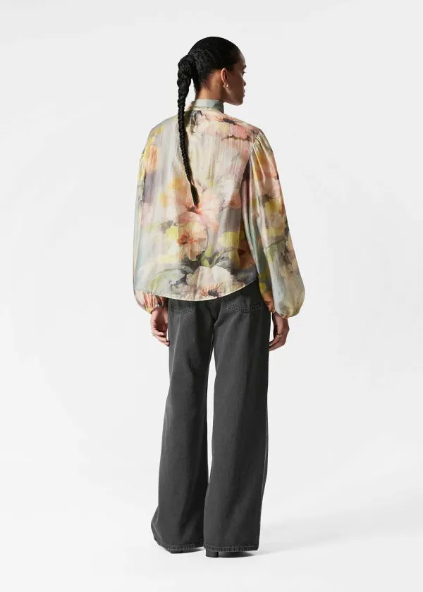 and Other Stories PuffSleeve BowDetail Blouse Tan Women Blouses and Shirts