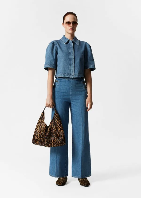 and Other Stories PuffSleeve Denim Blouse Blue Women Blouses and Shirts