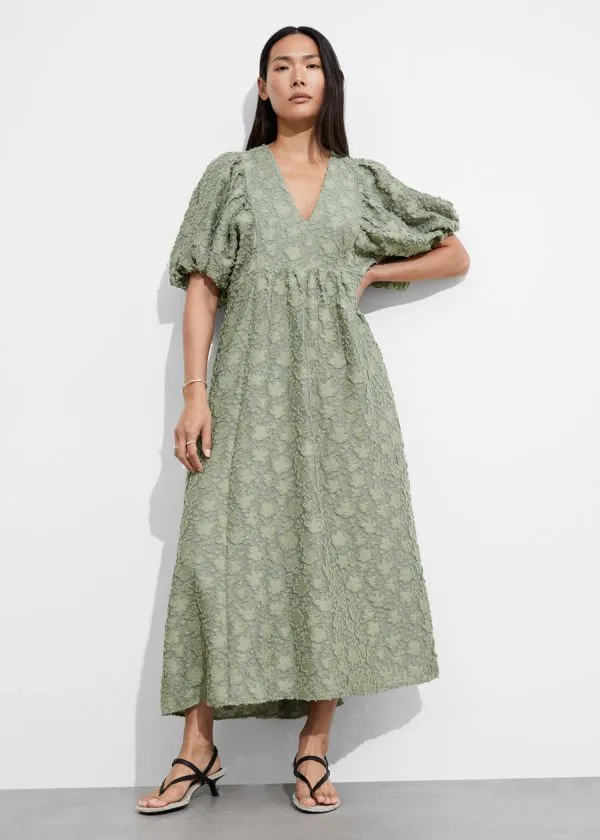and Other Stories PuffSleeve Maxi Dress Green Women Dresses