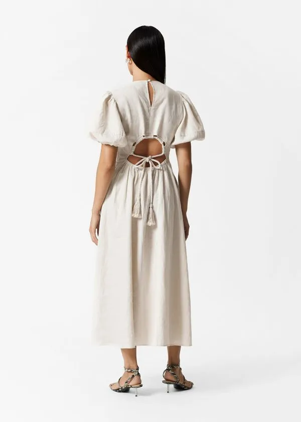 and Other Stories PuffSleeve Midi Dress Beige Women Dresses