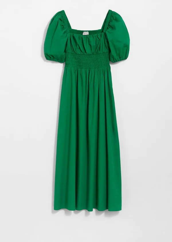 and Other Stories PuffSleeve Midi Dress Green Women Dresses