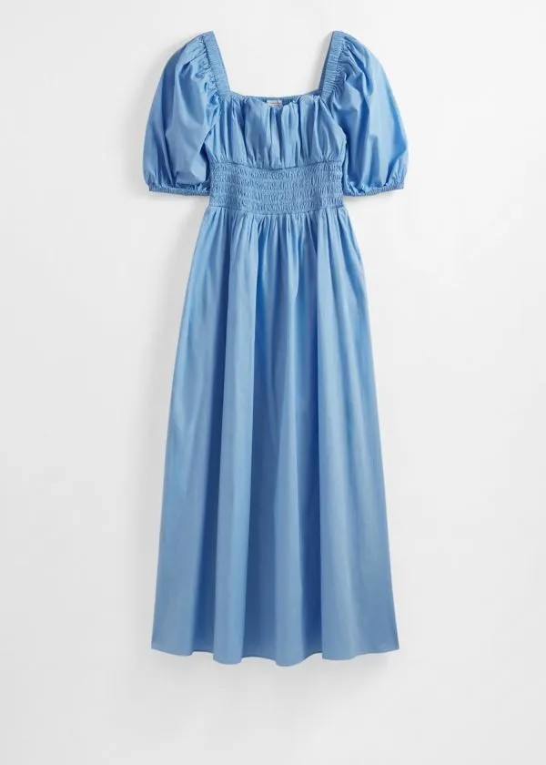and Other Stories PuffSleeve Midi Dress Light Blue Women Dresses