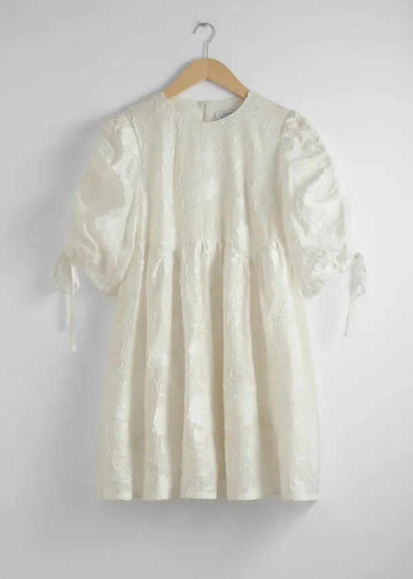 and Other Stories PuffSleeve Mini Dress Ivory Women Dresses