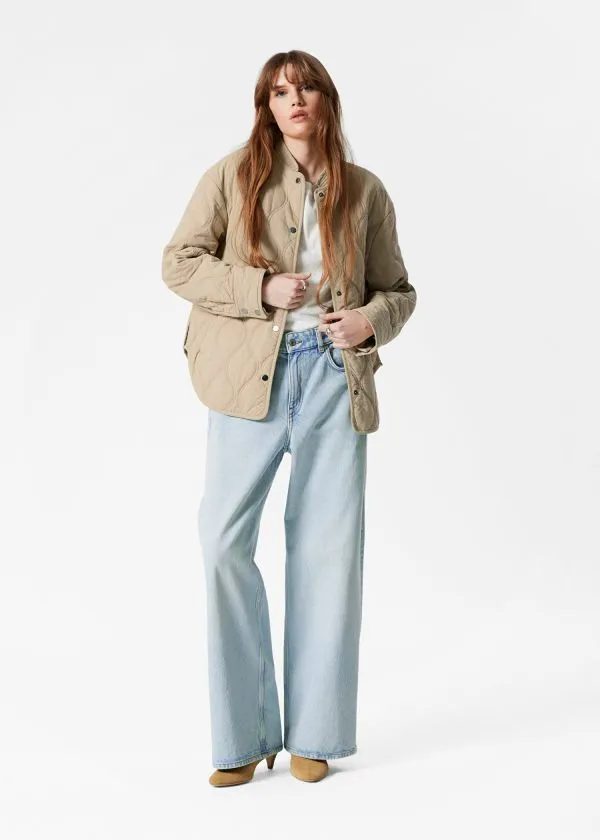 and Other Stories Quilted StandCollar Jacket Beige Women Jackets and Coats