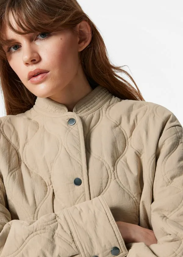 and Other Stories Quilted StandCollar Jacket Beige Women Jackets and Coats
