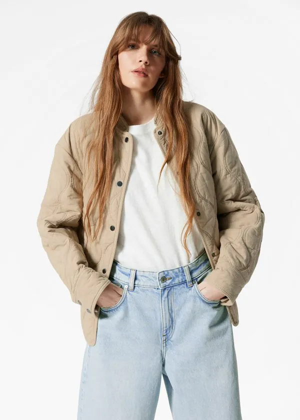 and Other Stories Quilted StandCollar Jacket Beige Women Jackets and Coats