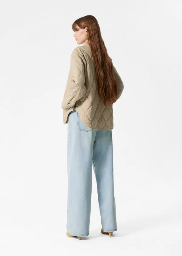 and Other Stories Quilted StandCollar Jacket Beige Women Jackets and Coats
