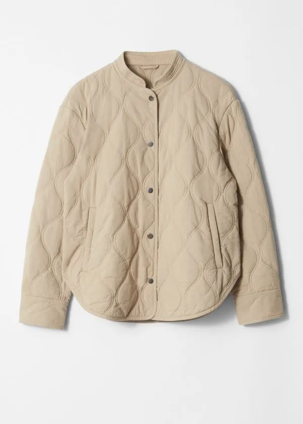 and Other Stories Quilted StandCollar Jacket Beige Women Jackets and Coats
